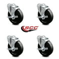 thumbnail image 2 of 5 Inch Soft Rubber Wheel Swivel Bolt Hole Caster Set with Brake Service Caster, 2 of 2