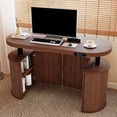 thumbnail image 6 of Oubayajia 55″ x 22″ Electric Standing Desk with Storage, Height Adjustable Computer Desk for Home Office, Walnut, 6 of 12