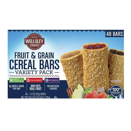 Wellsley Farms Fruit & Grain Cereal Bars Variety Pack 48 ct. 62.4 oz