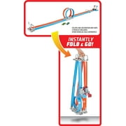Hot Wheels Double Loop Dash Track Set with 2 Toy Cars in 1:64 Scale, 12-ft Long, Ages 5 and up