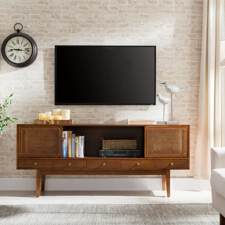 Dark Bronze Center - Holly & Martin Simms Midcentury Modern Media Console, for TVs up to 68