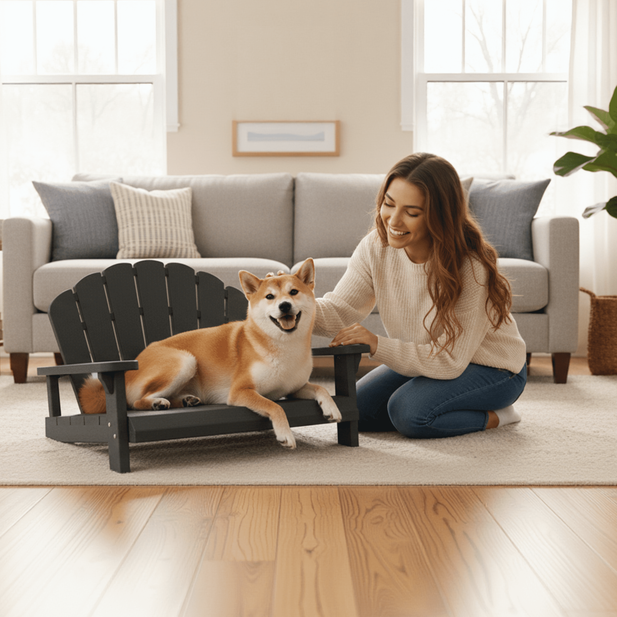 Bifanuo Resin Dog Bed,Waterproof & Washable Dog Bed, Easy to Assemble Indestructible Pet Bed,Suitable for Lliving Room,Bedroom,Patio,Garden,Black