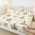 thumbnail image 4 of Erosebridal Farm Animal Rabbit Bed Sheets,Rustic Blossom Flowers Kawaii Butterflies King Sheets For Kids Girls 4 Pieces, 4 of 6