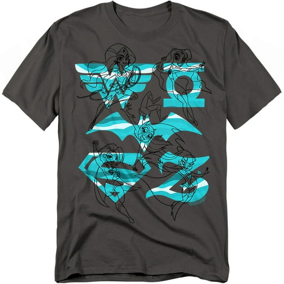 DC Comics Superhero Girls T-Shirt Line Art Group Unisex Graphic Tee For Men & Women Charcoal