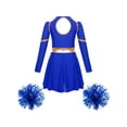 thumbnail image 2 of iiniim Girls Cheerleading Dance Long Sleeve Dress with Flower Balls Stage Performance Royal Blue 16, 2 of 7