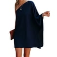 thumbnail image 2 of Txlixc Vestido corto de fiesta de club de verano con manga de murciélago suelta de un hombro para mujer Txlixc Sexy, 2 of 5