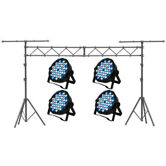 MR DJ LS560 10FT Portable PRO Audio PA DJ Lightweight Aluminum Lighting Truss   4 MEGA354 SlimPAR 54 Low Profile RGB LED Par