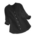 thumbnail image 3 of Pompotops Chemise Décontractée Ample à Manches Longues en Coton et Lin pour Femmes Été, 3 of 5