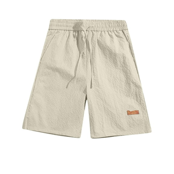 Nuoqisi Men's Solid Color Casual Breathable Elastic Waist Pocket Shorts - Versatile Shorts for Summer Activities and Everyday Use