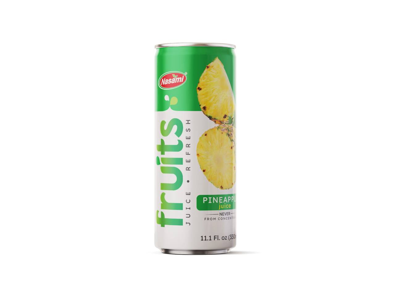 Nasami 100% Pineapple  Juice – 11.1 fl oz (330ml) Can, No Sugar Added
