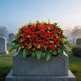 thumbnail image 7 of Roiihwy Memorial Day Decor Artificial Satin Saddle Flower, Tombstone Decoration, Cemetery Grave Memorial Flower, 23.6in Red, 7 of 7