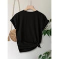 thumbnail image 2 of Plus Size Women's Relaxed Fit Casual Tee, "Bougie With A Little Bit Of Hood" Colorful Letter Print, Short Sleeve, Fashionable Oversized Ladies' Sporty T-Shirt Tee For Adult, Men, Women, Teen, Teenage, 2 of 7