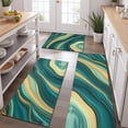 thumbnail image 2 of Teal Gold Wave Marble Pattern Kitchen Rugs Sets Of 3,Kitchen Runner Rugs Non Skid Washable,Decorative Kitchen Floor Mats for Kitchen,Sink,Laundry,17"x30"+ 17"x47" + 17"x59", 2 of 6