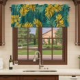 thumbnail image 6 of Turquoise Tropical Curtain Valances for Windows, Kitchen Valance Window Treatments Panel 2 Pack, Gold Palm Leaves Summer Pastoral Rod Pocket Short Curtains for Bathroom Bedroom 42 x 18 Inch, 6 of 8