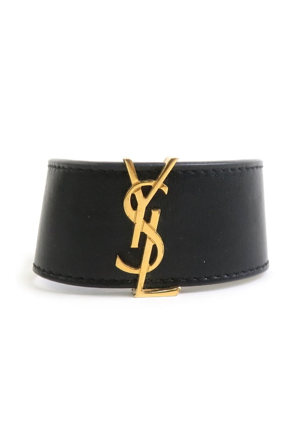 Pre-Owned Saint Laurent Bracelet in Leather and Metal, Black, Women's, h31831g (Good)