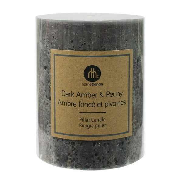 Hometrends 5" Dark Amber & Peony Scented Pillar Candle