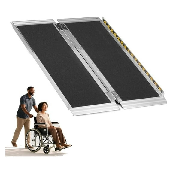 3FT Ramp Wheelchair Ramp for Home, Non-Skid Aluminum Portable Wheelchair Ramps, 800 LBS Capacity Handicap Ramp for Steps, Doorway, Homes, Threshold, Entry, Stairs