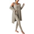 thumbnail image 2 of A+ Women's 3 Piece Set Knit Long Sleeve Cardigan Sleeveless Vest Bottom Pants Casual Set, 2 of 7