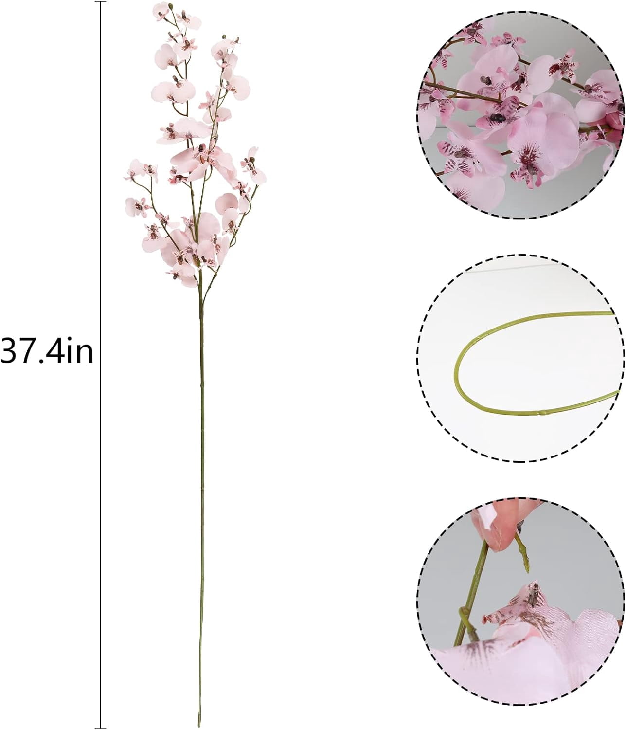 Artificial Orchids Silk Flowers,10 PCS (Each 37'') White Orchids Artificial Flowers Fake Orchid Long Stem Artificial Flowers Fake Silk Flowers for Indoor Outdoor Wedding Home Office Decoration(White)