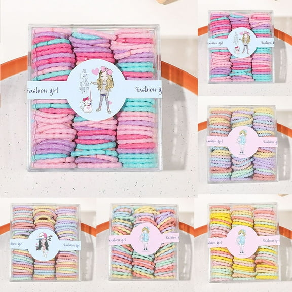 100 Piece Colorful Elastic Hair Bands Assorted Ponytail Holders for Girls