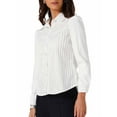 thumbnail image 4 of INSPIRE CHIC Women Work Shirt Striped Lace Lapel Collar Button Down Long Sleeve Office Blouse S White, 4 of 6