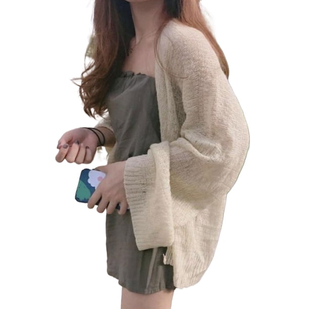 Guardurnaity Cárdigan De Color Sólido Para Mujer Abrigo De Verano Fácil De Combinar Con Cualquier Estilo Cárdigan Manga De Verano Para Mujer Prendas para la parte del cuerpo color albaricoque