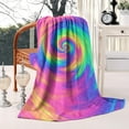 thumbnail image 2 of Rainbow Tie Dye Spiral Pattern Blanket,Comfortable Soft Flannel Throw Blanket,All Season,Warm Lightweight Blankets for Sofa Bed Couch Living Room Chair,50"x60", 2 of 4