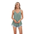 thumbnail image 2 of Eyelet Sleeveless Camisole Casual Spaghetti Strap Dark Green L, 2 of 9