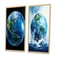 thumbnail image 3 of Designart "Blue Planet Earth III" Earth Framed Wall Art Set Of 2 - Blue Fantasy Framed Canvas Set For Living Room Decor, 3 of 7