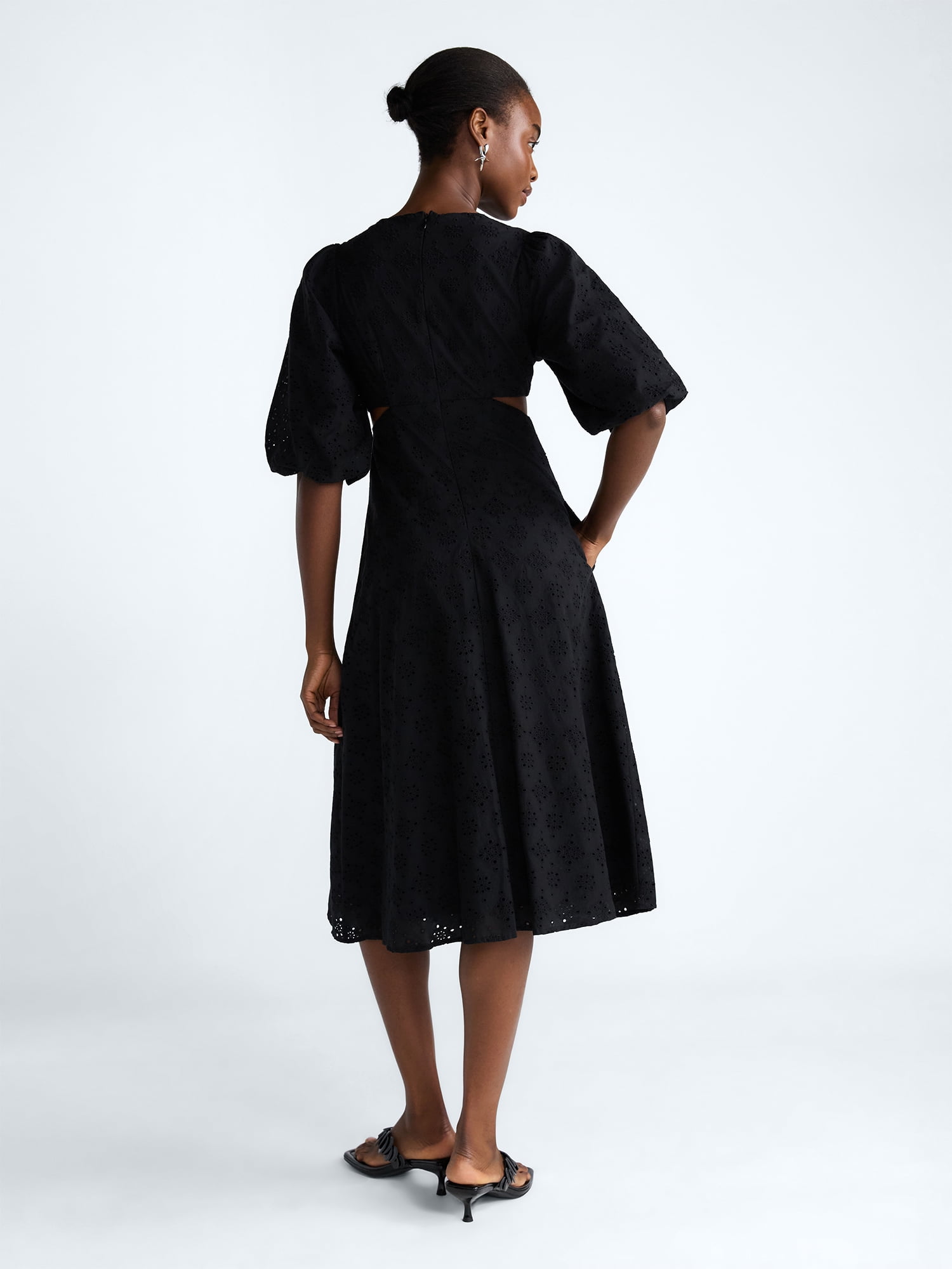 Scoop Women's Eyelet Cutout Cotton Midi Dress, Sizes 0-18