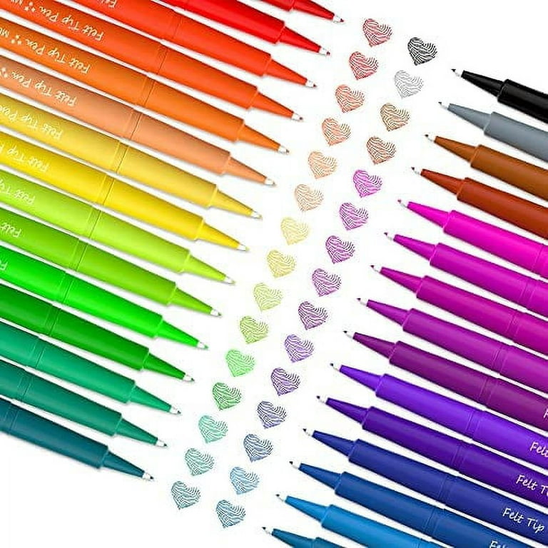 60 Colors Felt Tip Pens, Medium Point Felt Pens, Assorted Colors Markers  Pens for Journaling, Writing, Note Taking, Planner Coloring, Perfect as Art  Office and School Supplies