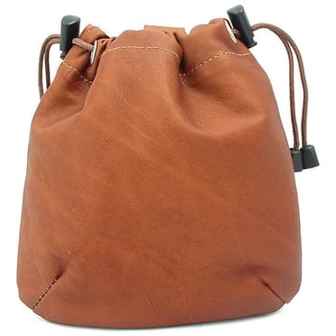 Piel Leather Drawstring Backpack - Small Genuine Leather Bag, Black