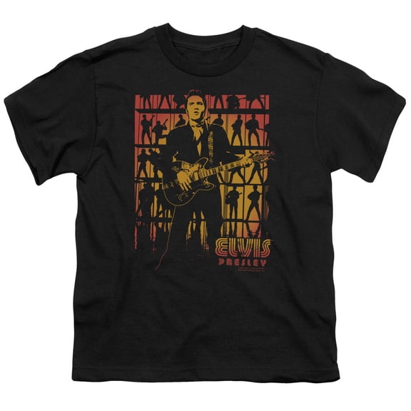 Trevco ELV604-YT-4 Elvis Presley & Comeback Spotlight Youth 18-1 Short Sleeve T-Shirt, Black - Extra Large