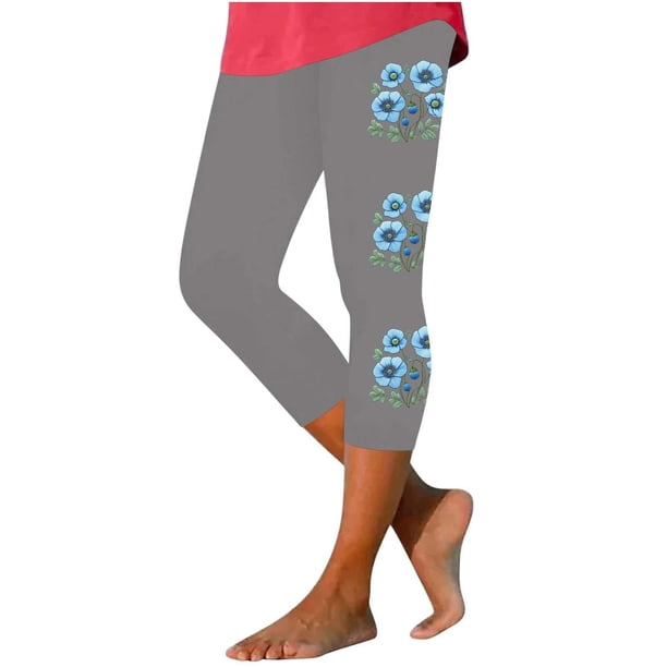 Pantalones de Ajuste Seco Mujeres Impresas Leggings Recortados Casuales, Pantalones Elásticos Transpirables para el Yoga Y el Uso Diario