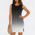 thumbnail image 3 of VBVC Women's Gradient Sleeveless Mini Dress,Ladies Crew Neck Side Slit T-Shirt Dress,Summer Party Tank Dress For Women,Black,S-2XL, 3 of 7