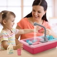 thumbnail image 2 of CUTE STONE Kids Play Kitchen Sink Toy with Running Water, Color Changing Sink Playset with Toy Food & Play Kitchen Accessories, Role Play Dishwashing Toy for Boys & Girls, 2 of 8