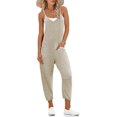 thumbnail image 3 of Ekouaer Jumpsuits for Women Sleeveless Spaghetti Strap Ribbed Overall Jumpsuit V Neck Summer Romper with Pockets 2024, 3 of 5