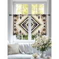 thumbnail image 5 of Boho Black Brown Semi Sheer Curtains 54 Inch Length 2 Panels Set, Vintage Geometric Southwestern Ethnic Sheer Kitchen Curtain Privacy Voile Window Curtain for Living Room Bedroom Rod Pocket Drapes, 5 of 7