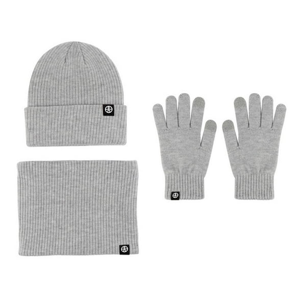 for Women Men Gifts Winter Set Soft Casual Neck Scarf Touch Screen Gloves Beanie Hat Scarf Gloves Knit Winter Hat LIGHT GRAY