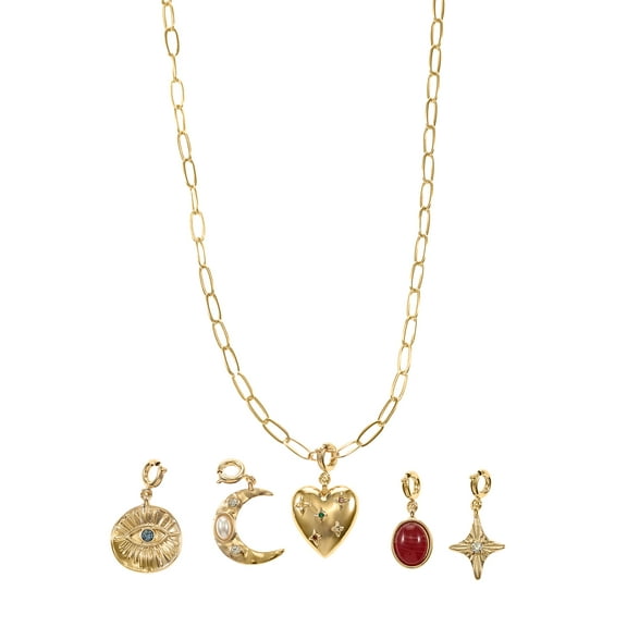 No Boundaries Holiday Gifting Goldtone Necklace & Charm Set