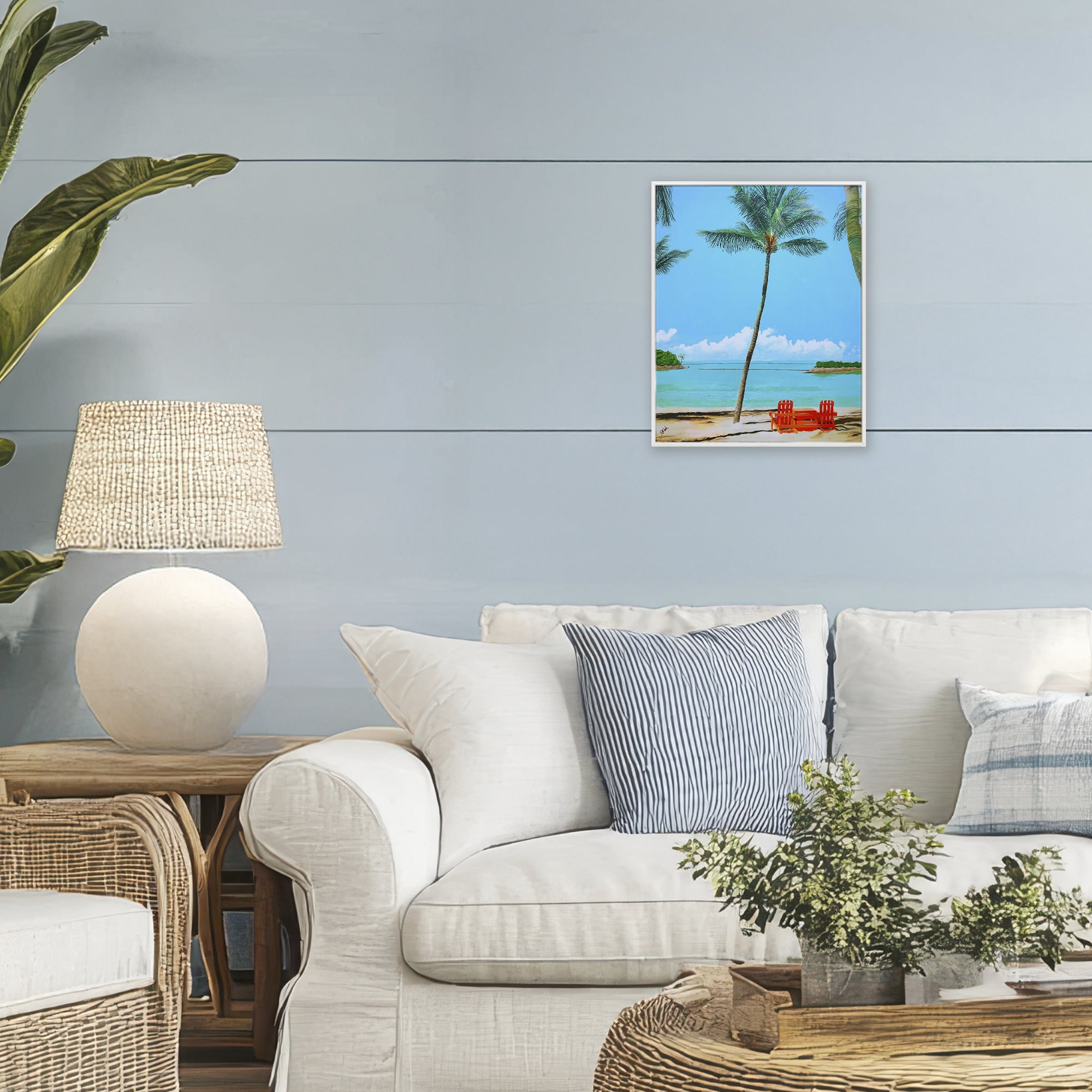 Stupell Industries Dreaming Of Palm Trees White Framed Giclee Art, design by John Jaster