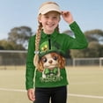 thumbnail image 3 of Psesaysky Girl's Cute St. Patrick Dog Print Sweatshirt Long Sleeve Graphic Sweatshirt Half Zip Pullover Preppy Athletic Tops Cute Winter Clothes Jacket Trendy 12-13 Years, 3 of 6