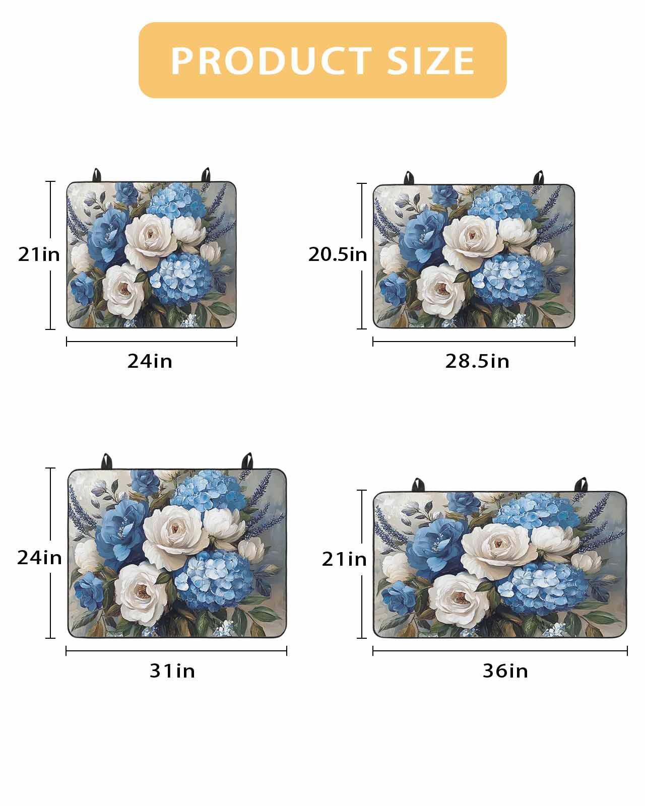 nqOlkjepod Large Induction Cooktop Protector Mat 24"x21", White Blue Spring Floral Stove Top Covers for Electric Stove, Pastoral Flowers Vintage Stove Burner Cover Mats, Glass Top Stove Cover
