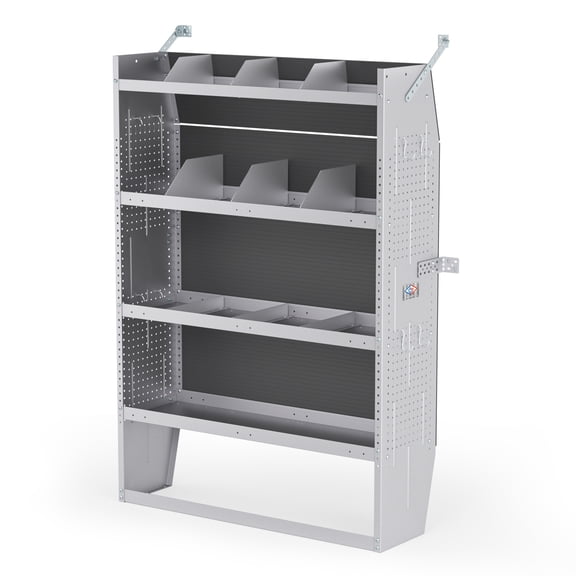 AA Products SH-6004 Steel Mid/ High Roof Van Shelving Storage System Fits Transit, NV, Promaster and Sprinter, Van Shelving Units, 42''W x 60''H x 13''D