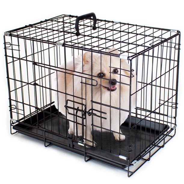 Brybelly 18" EXTRA SMALL Folding Metal Pet Crate with Removable Liner
