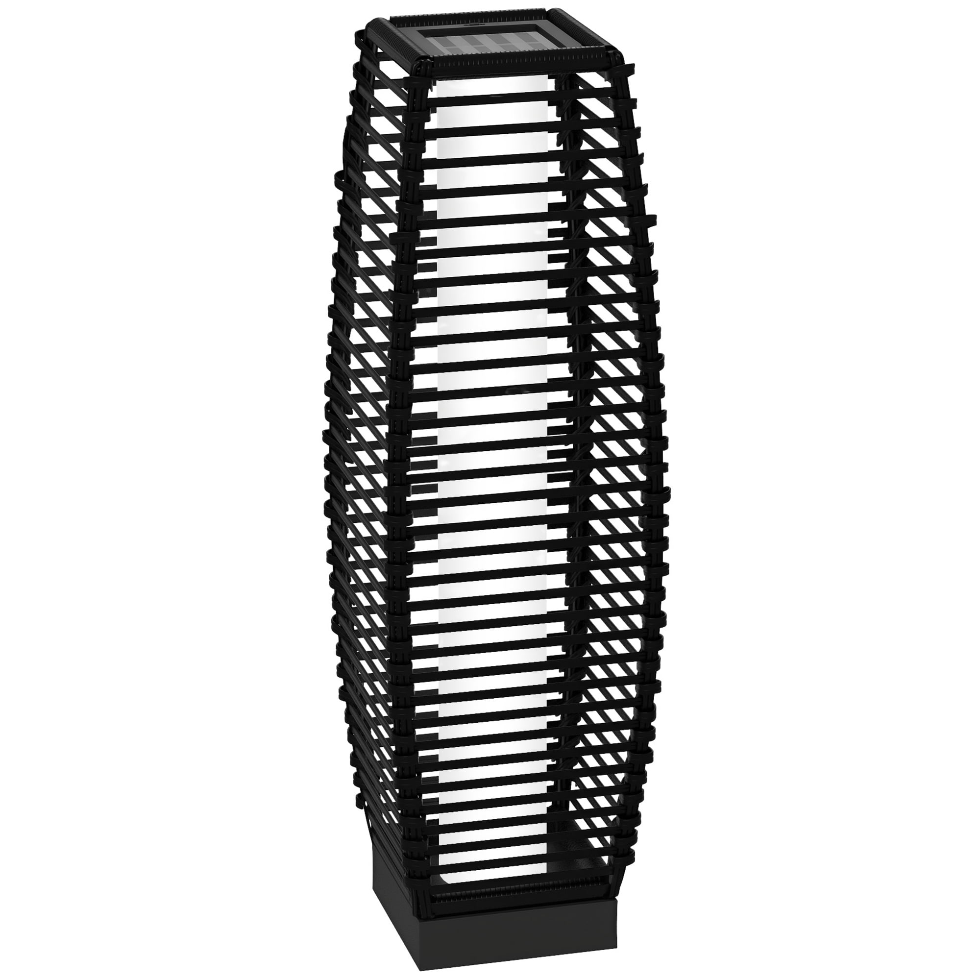 Outsunny Auto On/Off LED Lights Floor Lamp, Decorative Lantern Pathway Light, Black