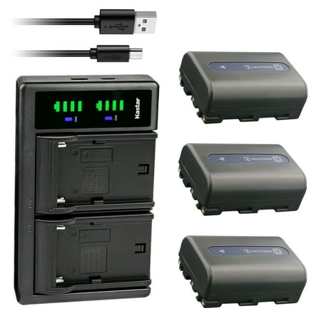 Kastar 3-Pack NP-FM50 Battery and LTD2 USB Charger Replacement for Sony CCD-TRV150  CCD-TRV208  CCD-TRV218  CCD-TRV228  CCD-TRV250  CCD-TRV308  CCD-TRV318  CCD-TRV328  CCD-TRV338  CCD-TRV350 Camera