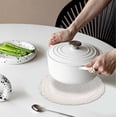 thumbnail image 3 of Round Placemats Heat Resistant Washable Non-Slip Woven Braided Table Mats Cotton Polyester Circle Insulated Place Mats for Dining Table Kitchen & Home Decor, 1Pc, Non-Slip & Reusable(White,14x14"), 3 of 7