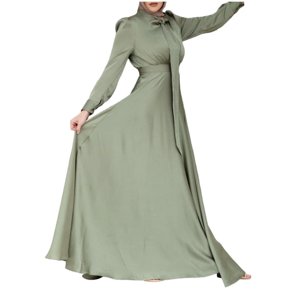 Formal Dresses for Women Holiday Party Womens Satin Dress Soft and Elegant Solid Long Dress Loose Casual Elegant Soft Dress for Banquet & Gala Night