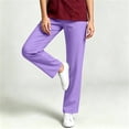 thumbnail image 5 of cocolona Womens Solid Color Casual Work Pants Elastic Waist Straight Wide Leg Work Uniform with Pockets, 5 of 5
